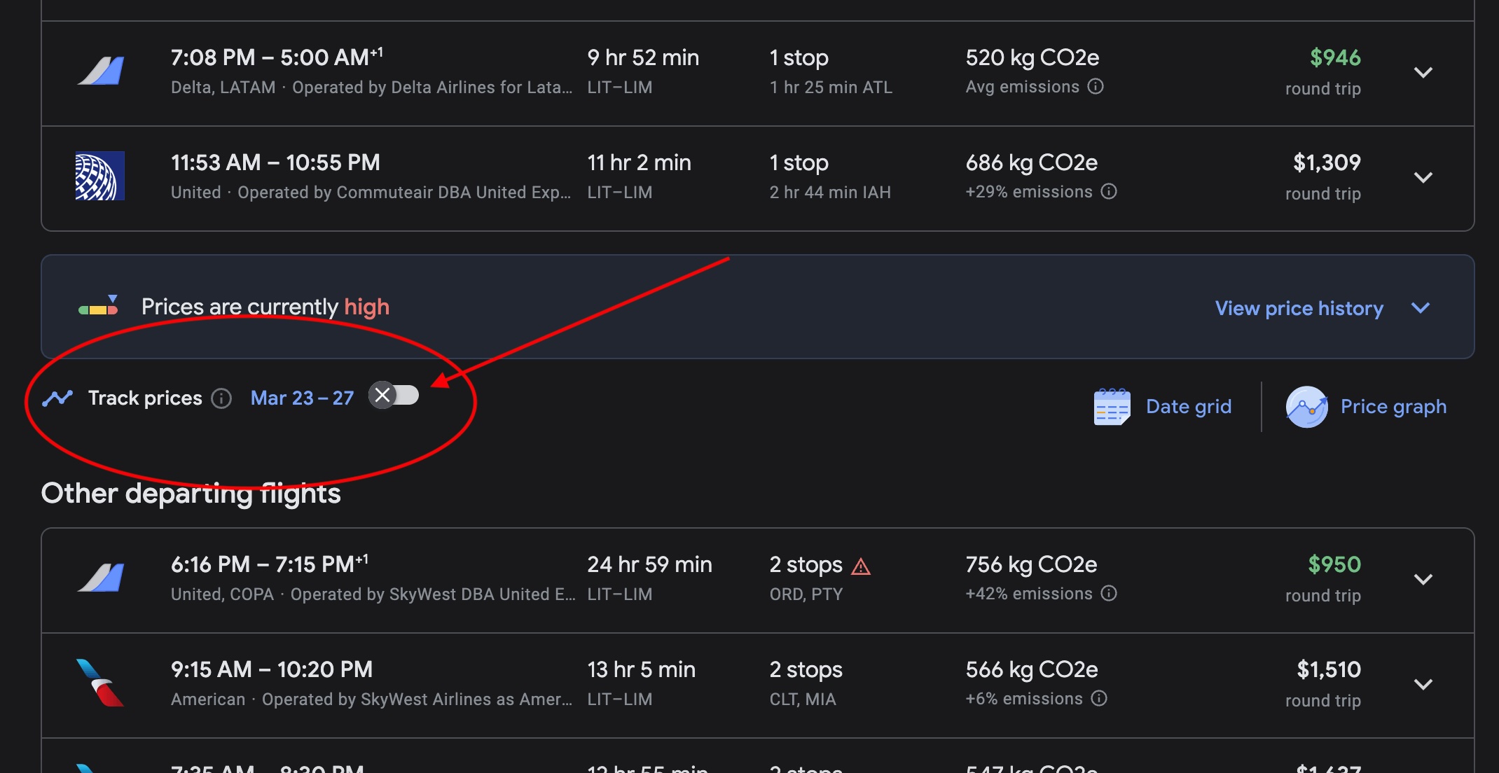 Google flights price tracker