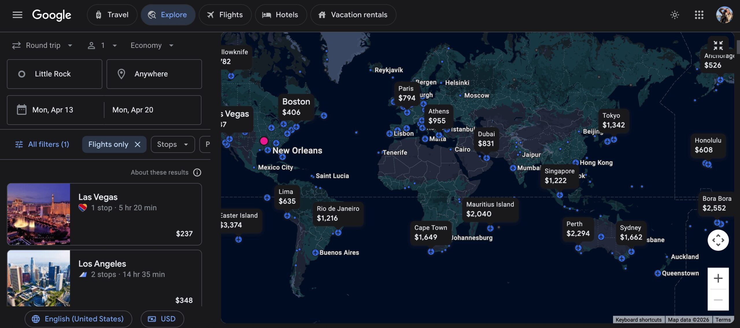 google flights from little rock ; cheapest flights