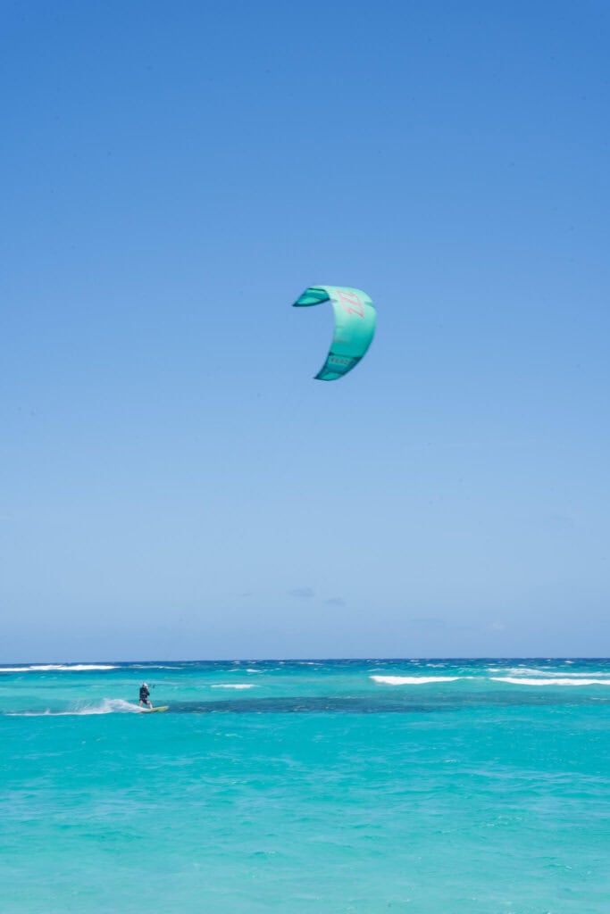 kitesurfing at Boca Grandi, aruba