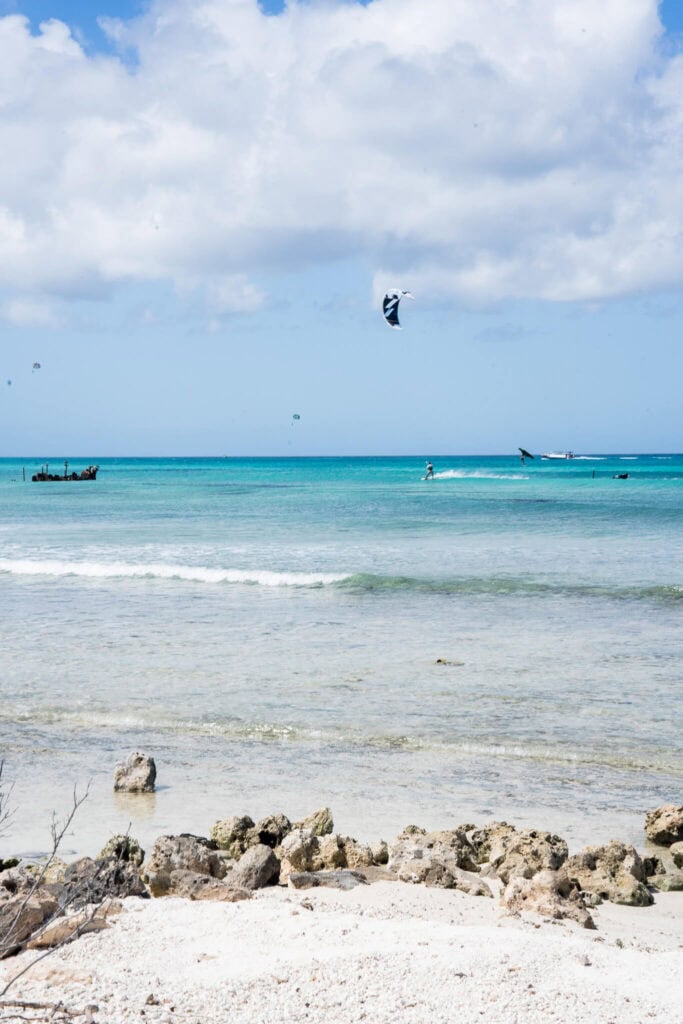kitesurfing at Hadicurari Beach, aruba