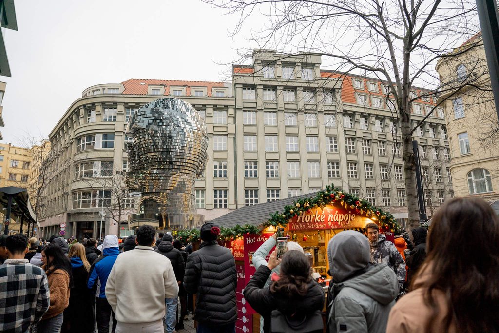 Franz Kafka Turning Head Statue and market